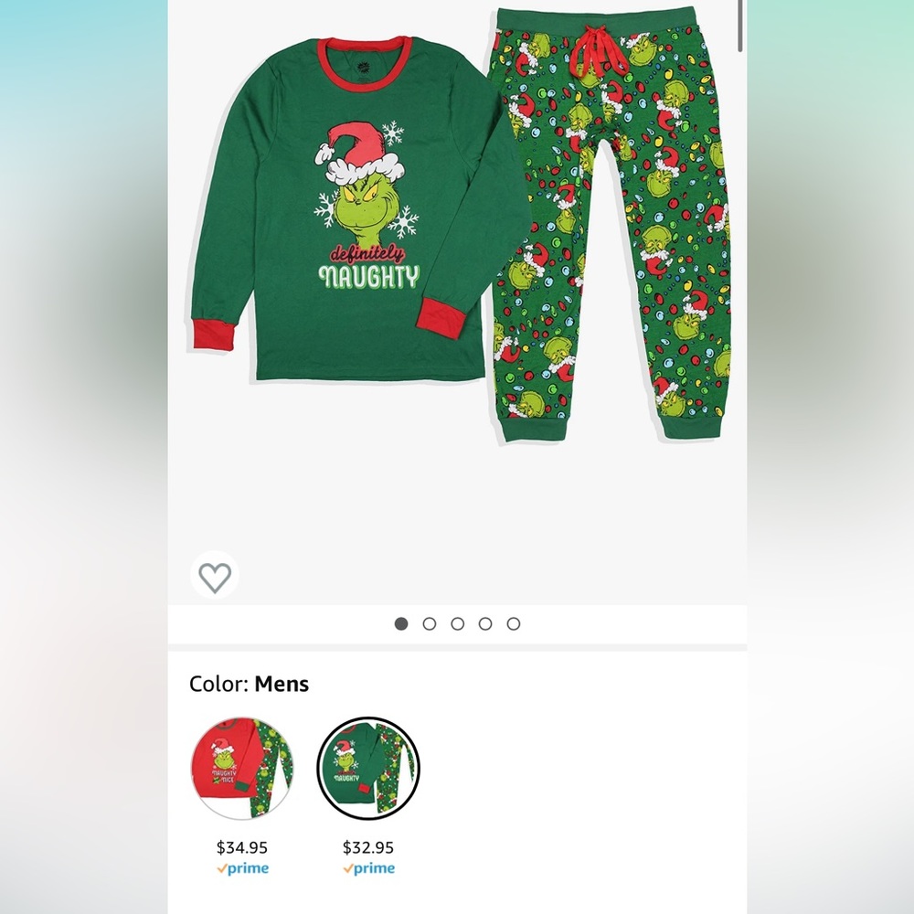 Green Grinch Pajamas - Men’s Size Large
